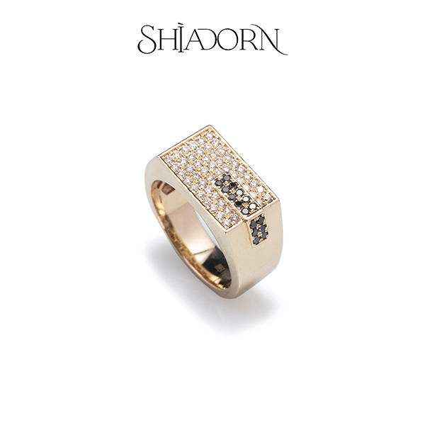 Diamond signet 14k ring